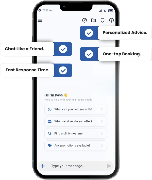 Dash AI app — chat like a friend, personalized advice, one-tap booking